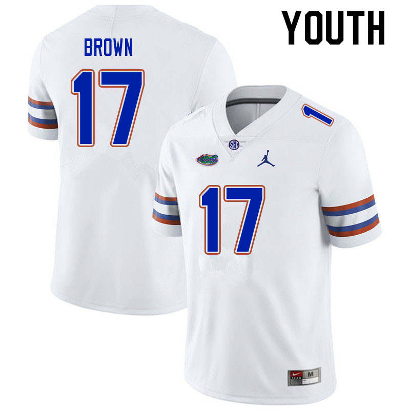 Youth #17 Max Brown Florida Gators College Football Jerseys Sale-White - Click Image to Close